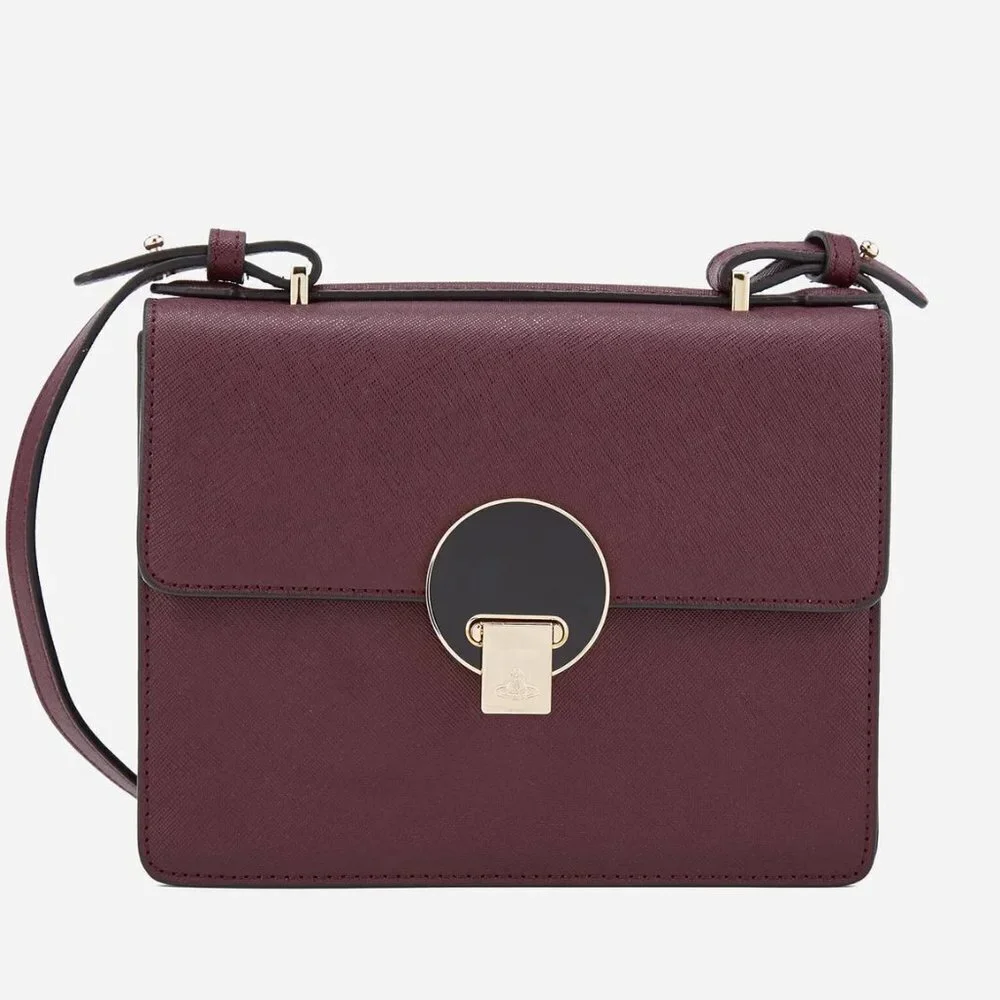 Vivienne Westwood Opio Saffiano Small Shoulder Bag in Bordeaux